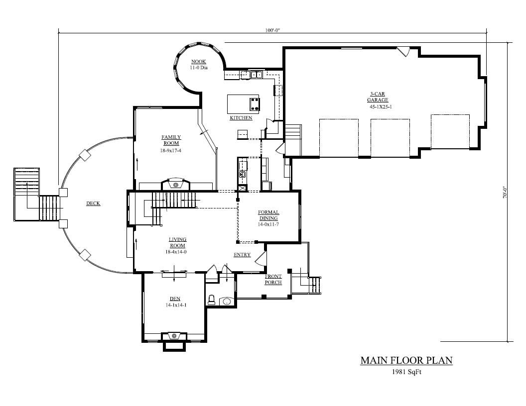 Floor Plan First Story of Shingle Plan #161-1038