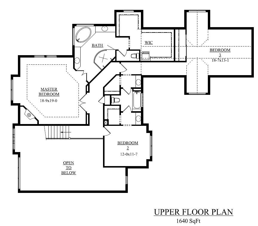 Floor Plan Second Story of Shingle Plan #161-1038