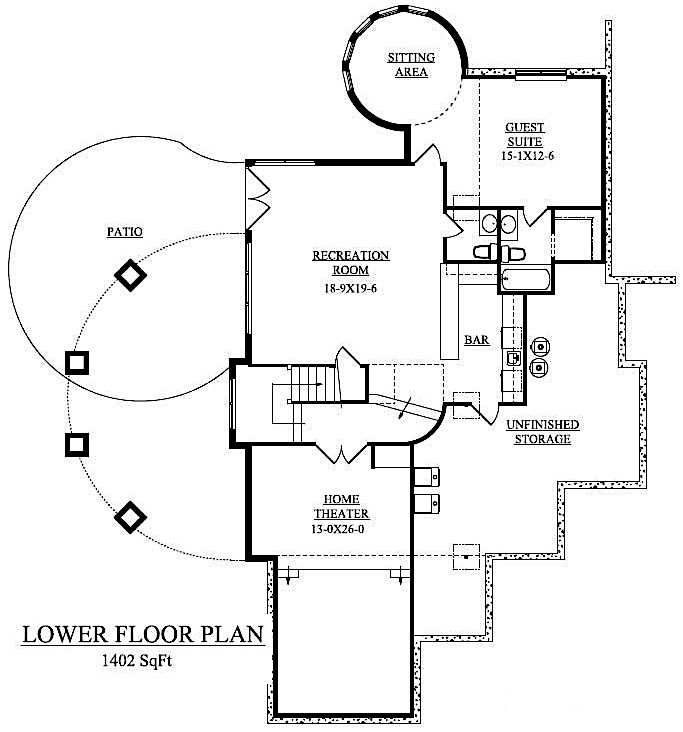 Floor Plan Basement of Shingle Plan #161-1038