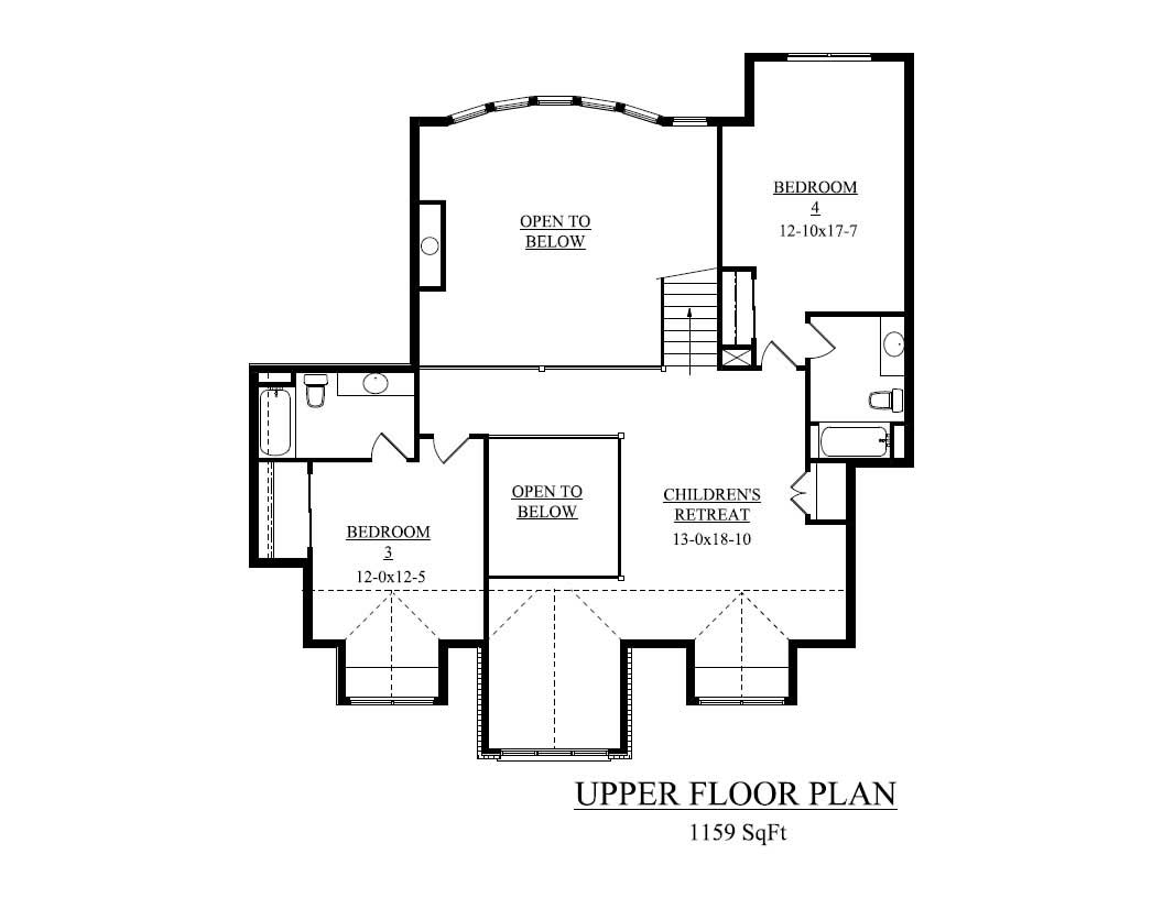 Floor Plan Second Story of Country Plan #161-1039