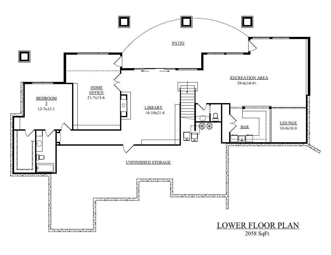 Floor Plan Basement of Country Plan #161-1039