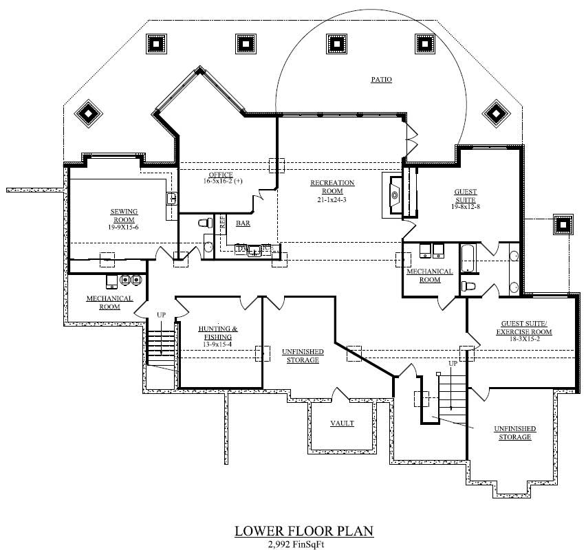 Floor Plan Basement of Craftsman Plan #161-1040