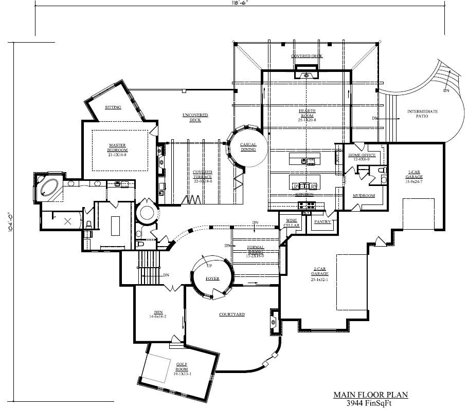 Main Level of Luxury Plan #161-1041