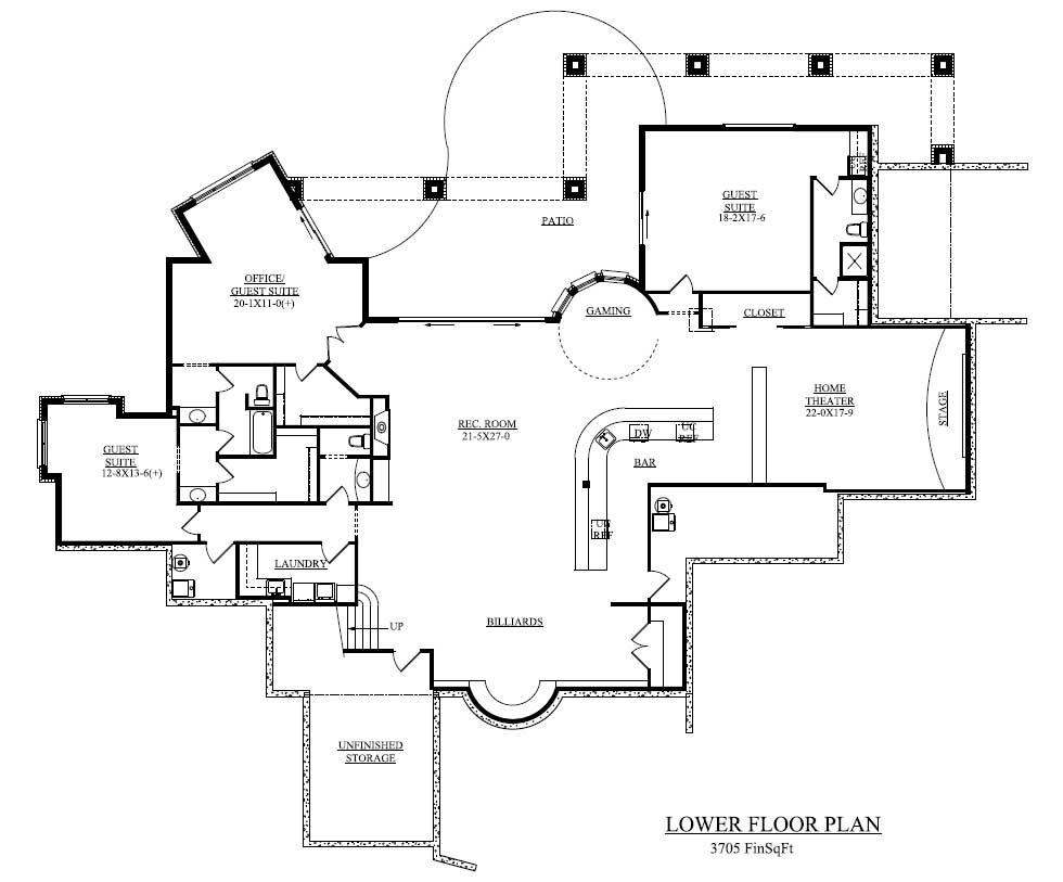 Floor Plan Basement of Luxury Plan #161-1041