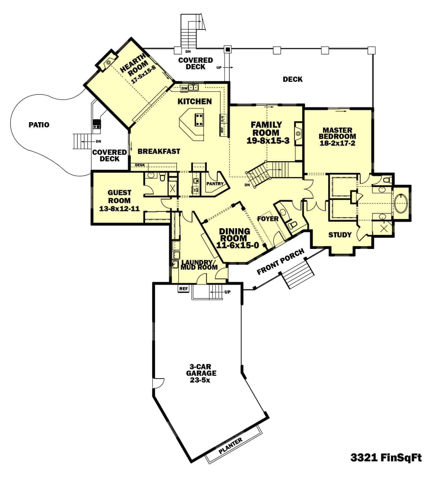 Main Level of Craftsman Plan #161-1042