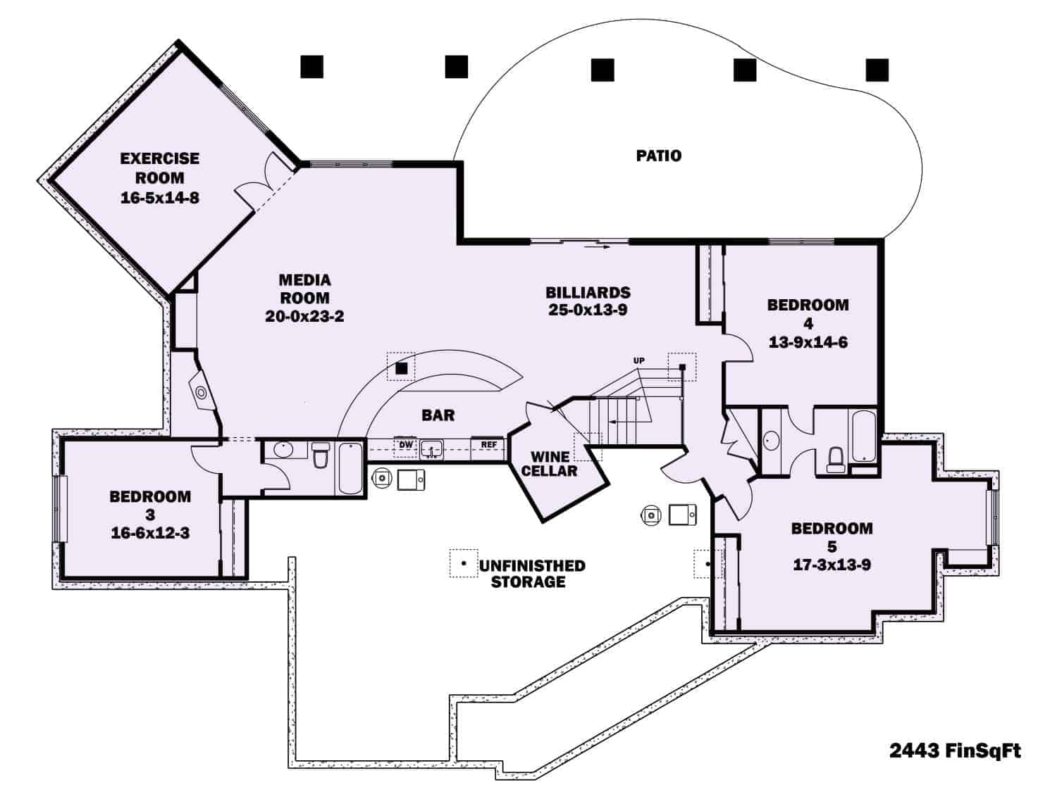 Basement of Craftsman Plan #161-1042