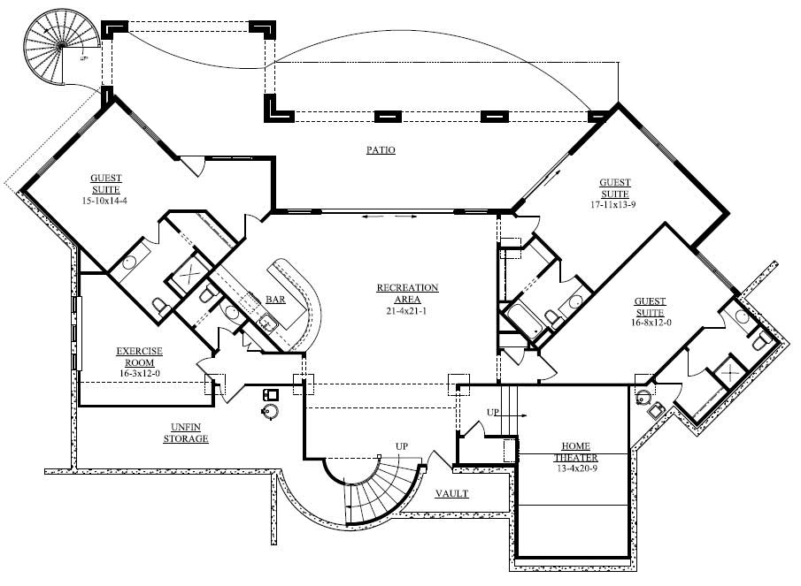 Floor Plan Basement of Luxury Plan #161-1043