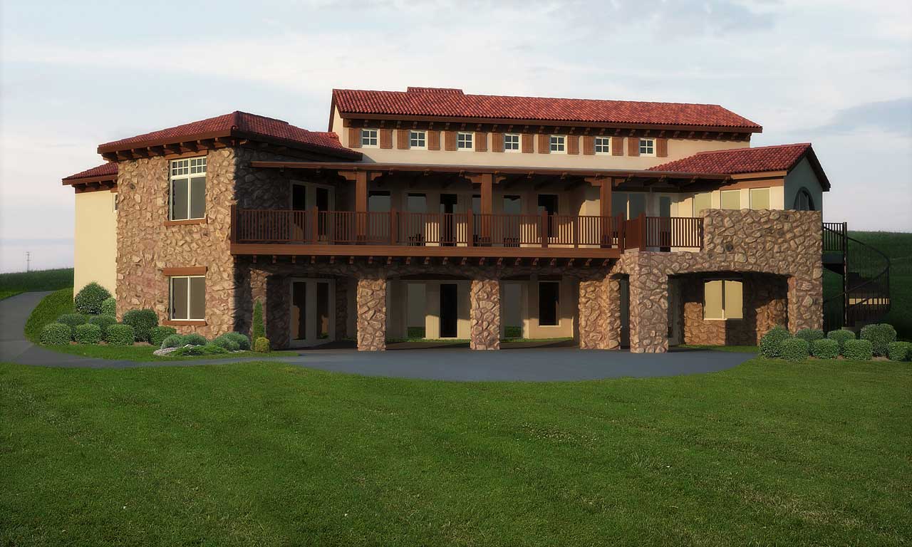 Home Plan Rear Elevation of this 4-Bedroom,6092 Sq Ft Plan -161-1043