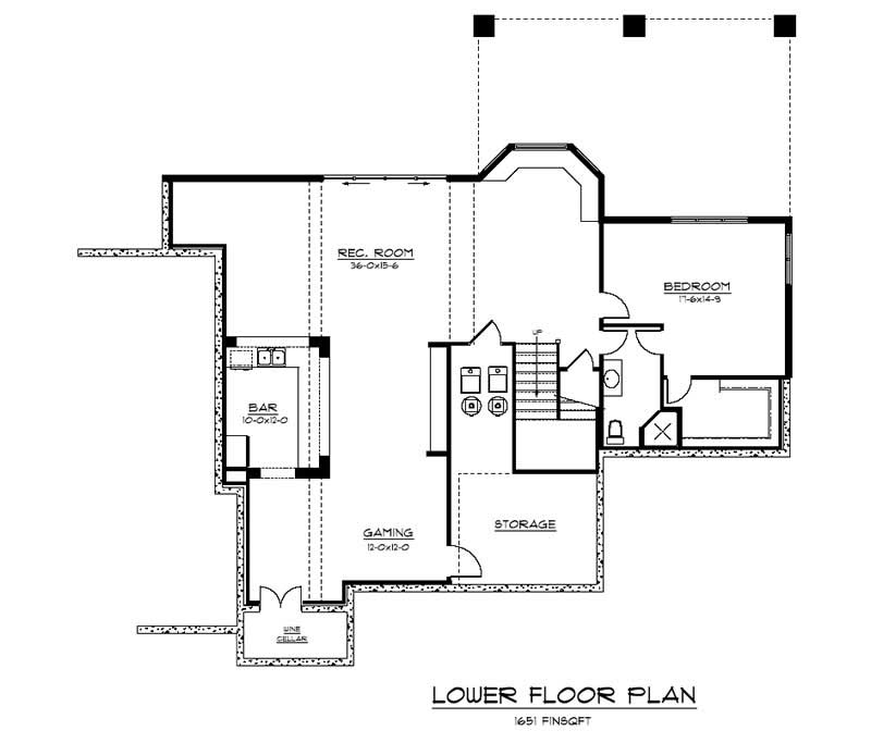Floor Plan Basement of Craftsman Plan #161-1047