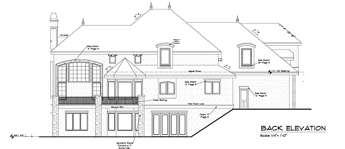 Home Plan Rear Elevation of this 5-Bedroom,5613 Sq Ft Plan -161-1047