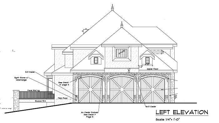 Home Plan Left Elevation of this 5-Bedroom,5613 Sq Ft Plan -161-1047