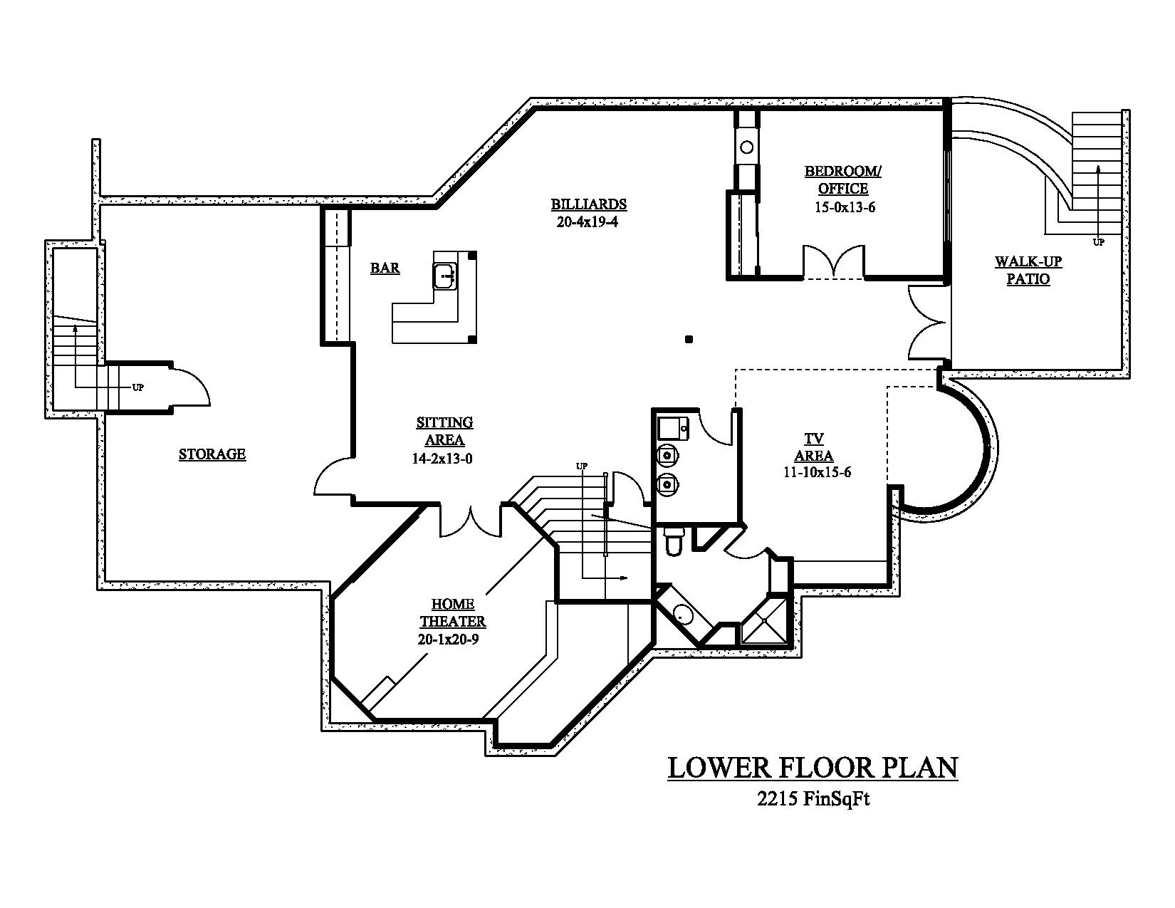 Floor Plan Basement of Contemporary Plan #161-1048