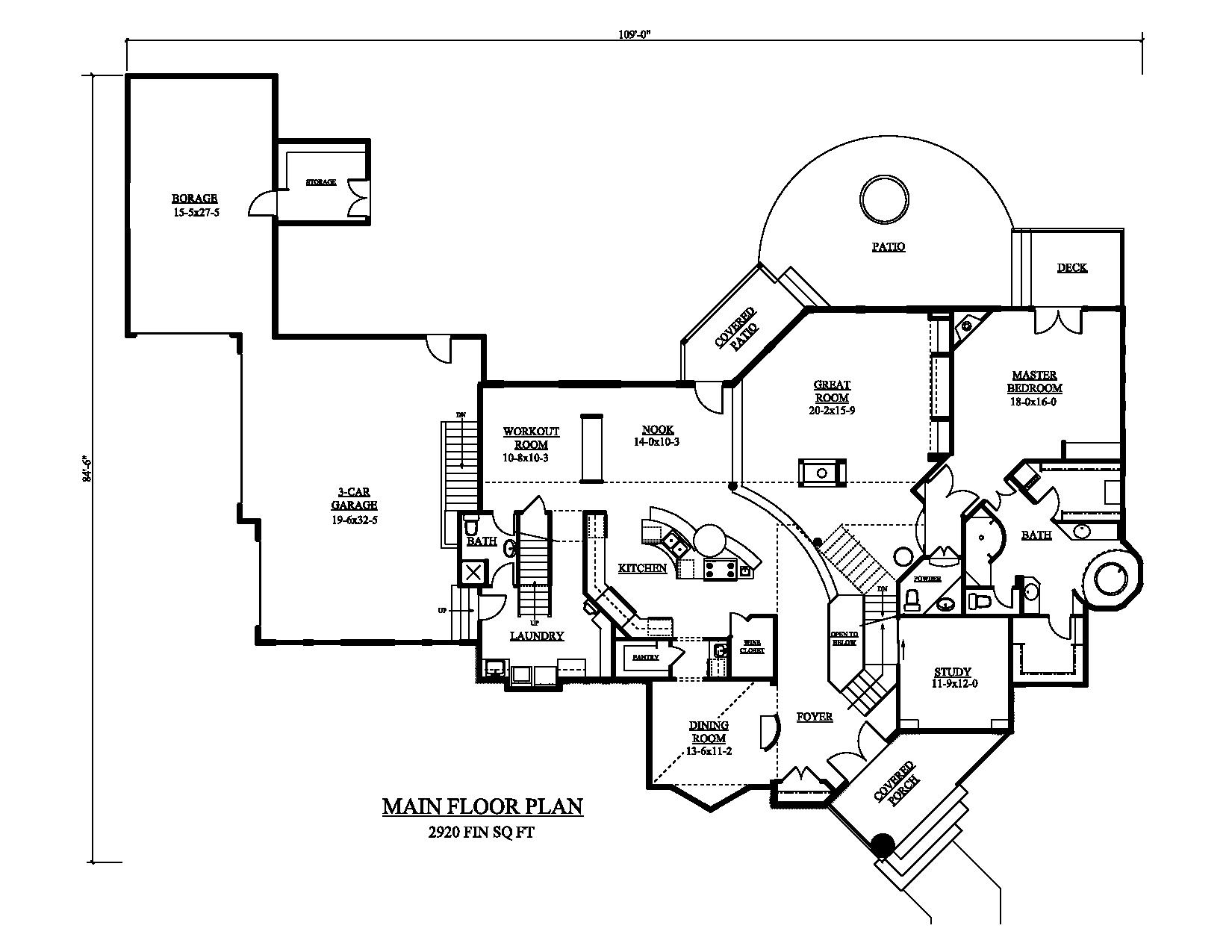 Floor Plan First Story of Contemporary Plan #161-1048