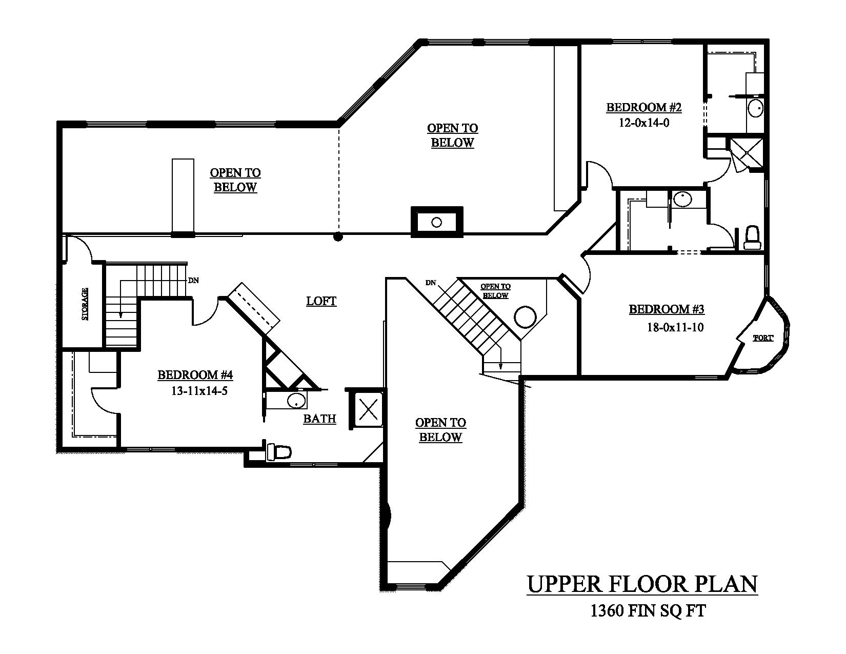 Floor Plan Second Story of Contemporary Plan #161-1048