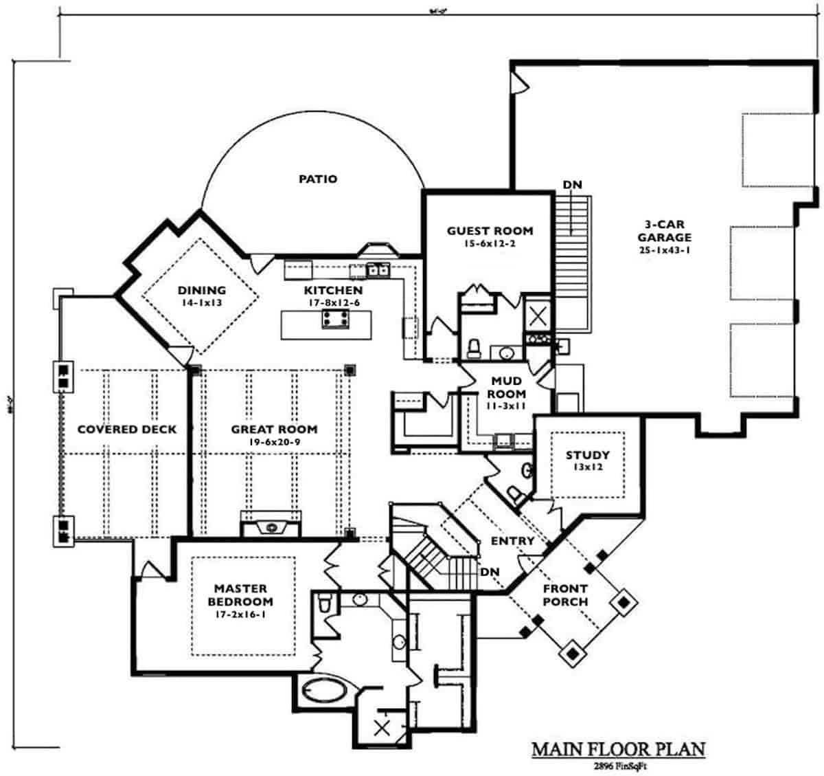 Main Level of Craftsman Plan #161-1049