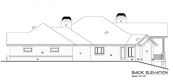 Home Plan Rear Elevation of this 4-Bedroom,4936 Sq Ft Plan -161-1049