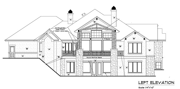 Home Plan Left Elevation of this 4-Bedroom,4936 Sq Ft Plan -161-1049