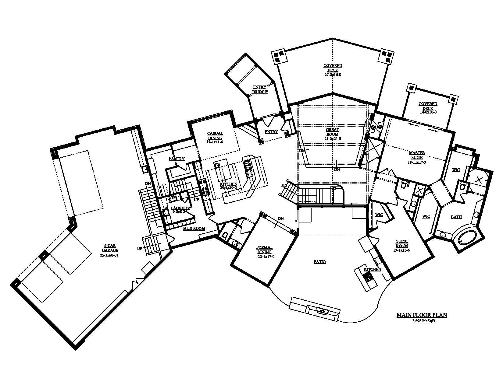 Floor Plan First Story of Luxury Plan #161-1051