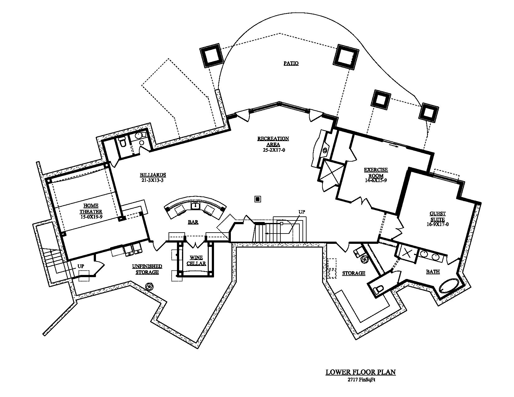Floor Plan Basement of Luxury Plan #161-1051
