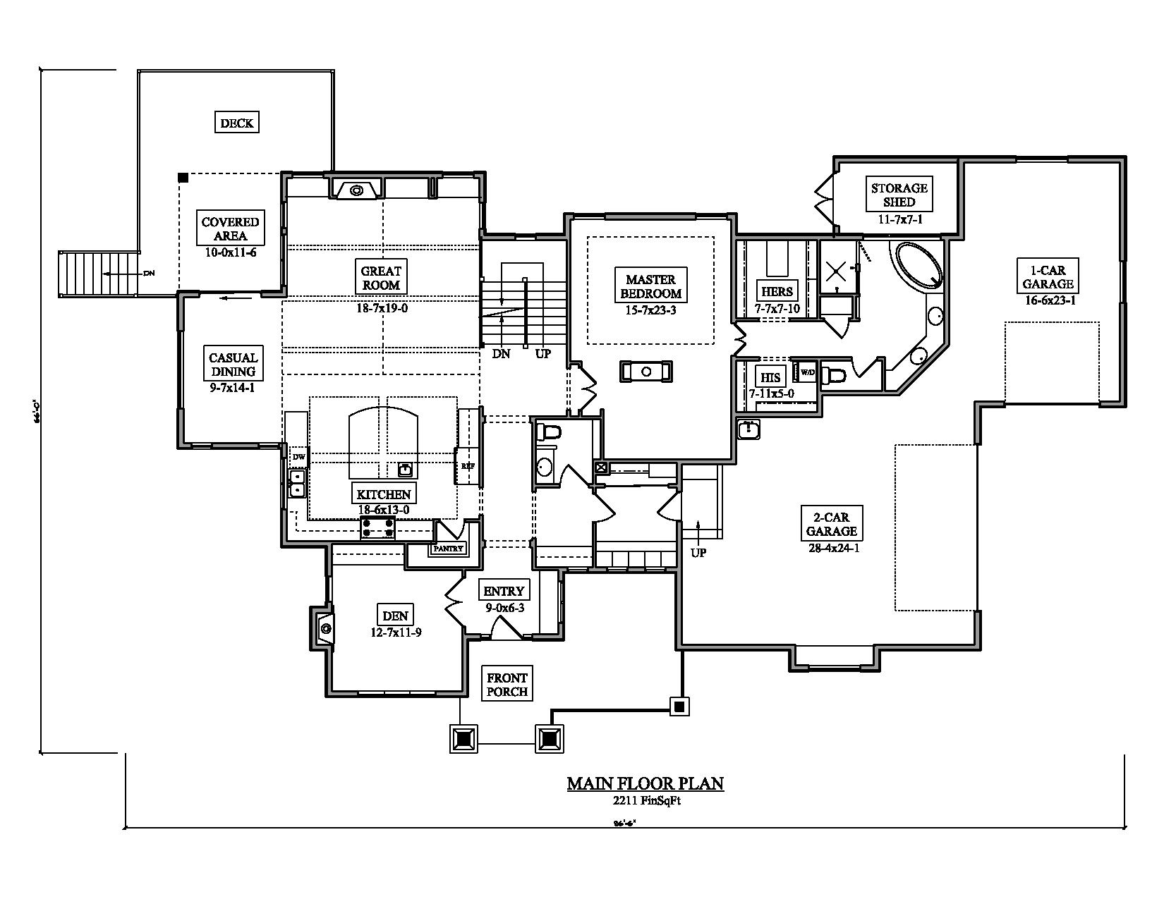 Floor Plan First Story of Craftsman Plan #161-1052