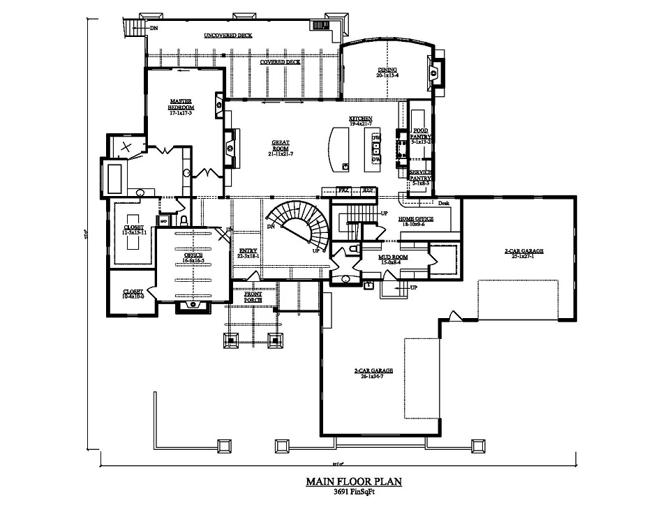 Floor Plan First Story of Texas Style Plan #161-1053