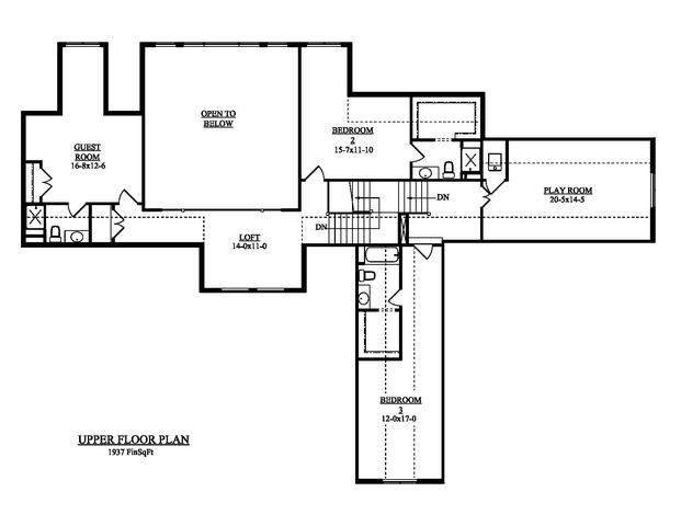 Floor Plan Second Story of Luxury Plan #161-1054