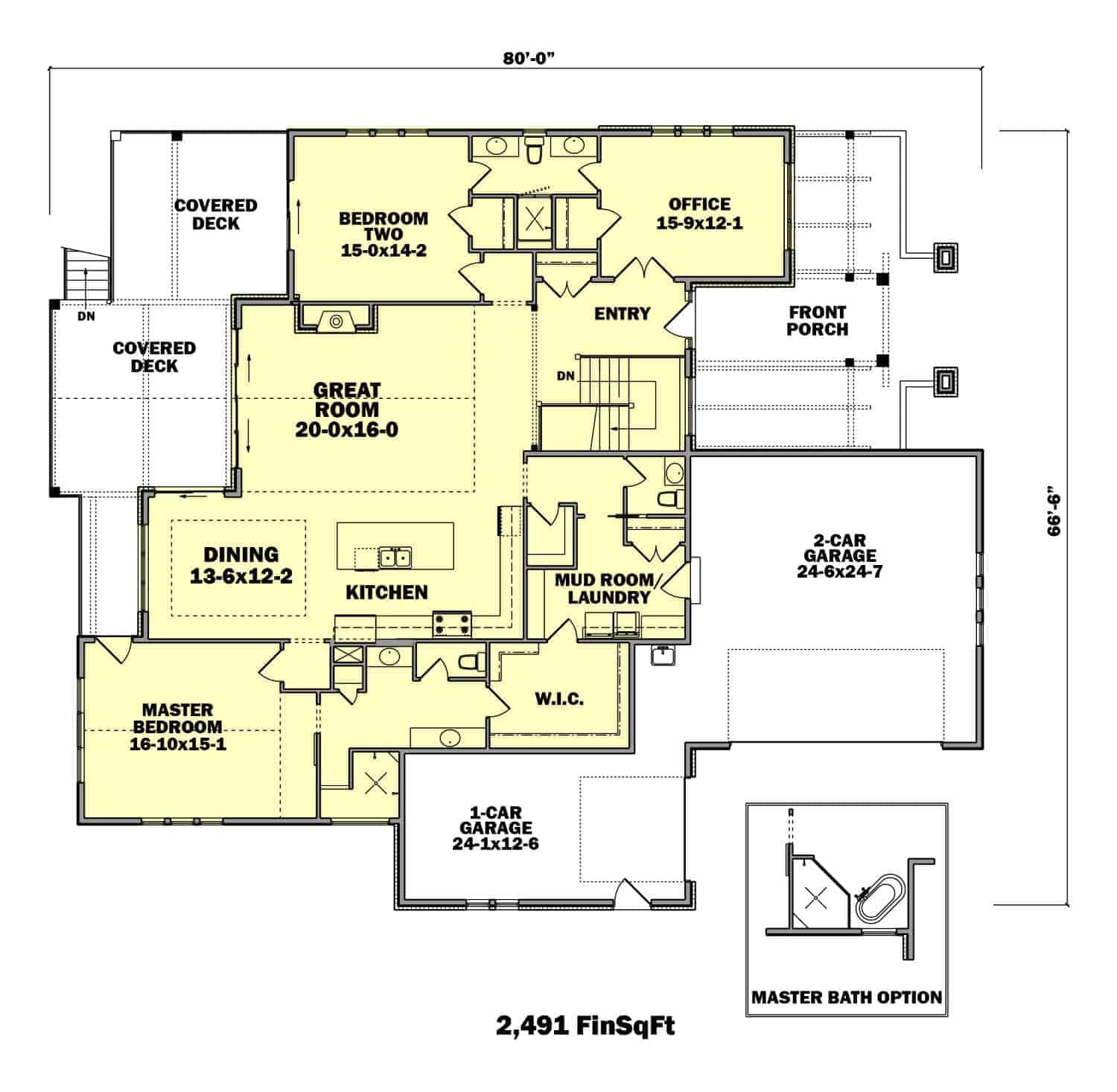 Main Level of Craftsman Plan #161-1057