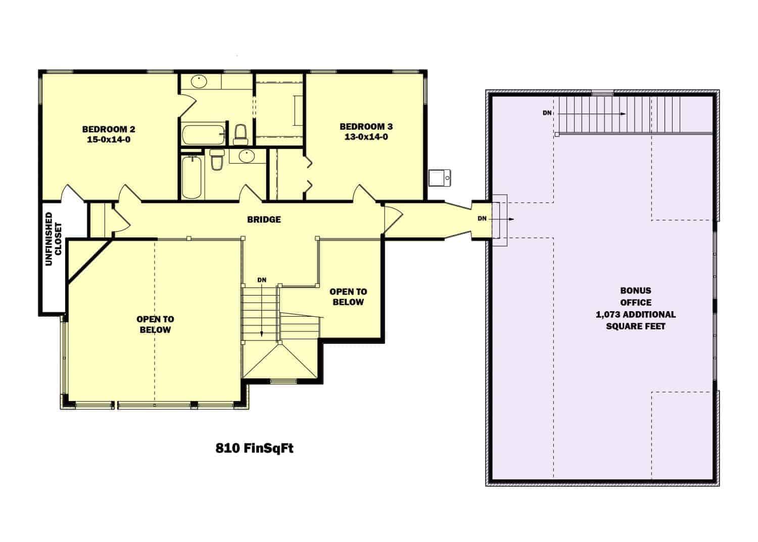 Upper Level of Craftsman Plan #161-1057