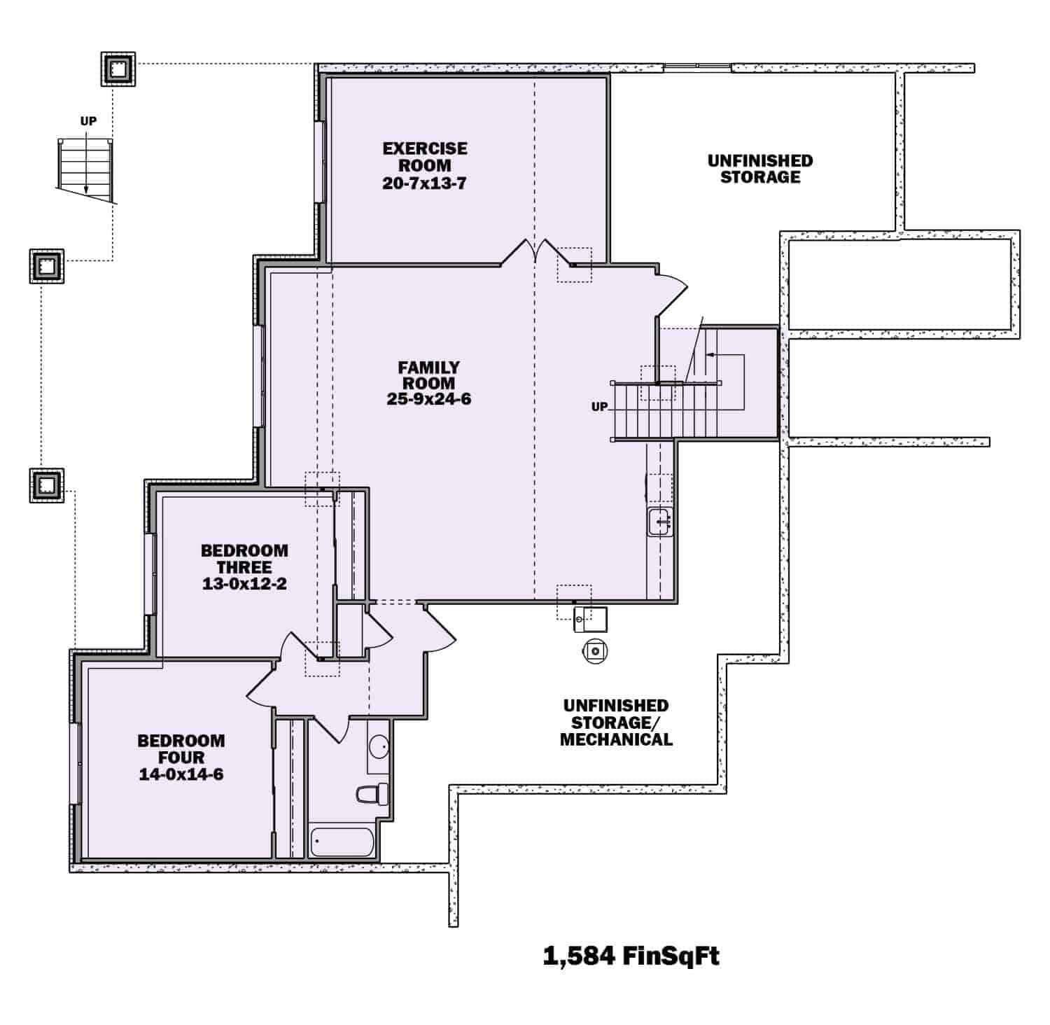 Basement of Craftsman Plan #161-1057