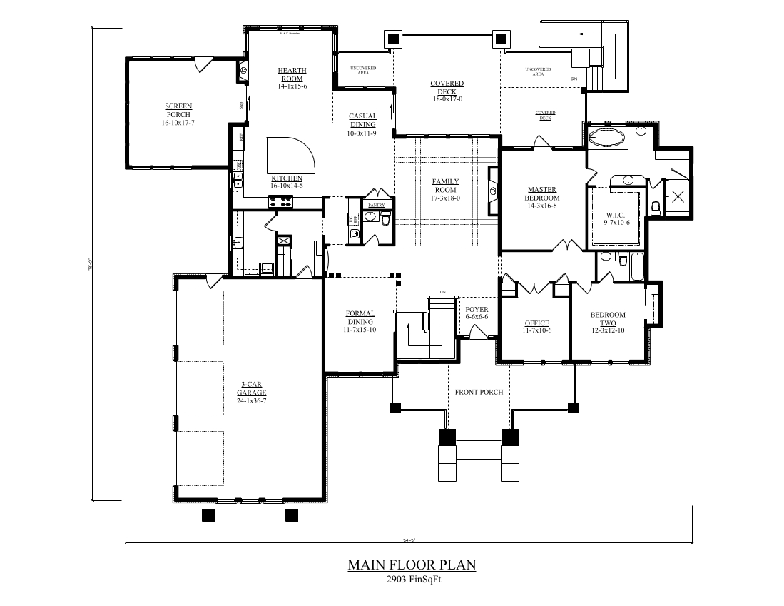 Floor Plan First Story of Prairie Plan #161-1058