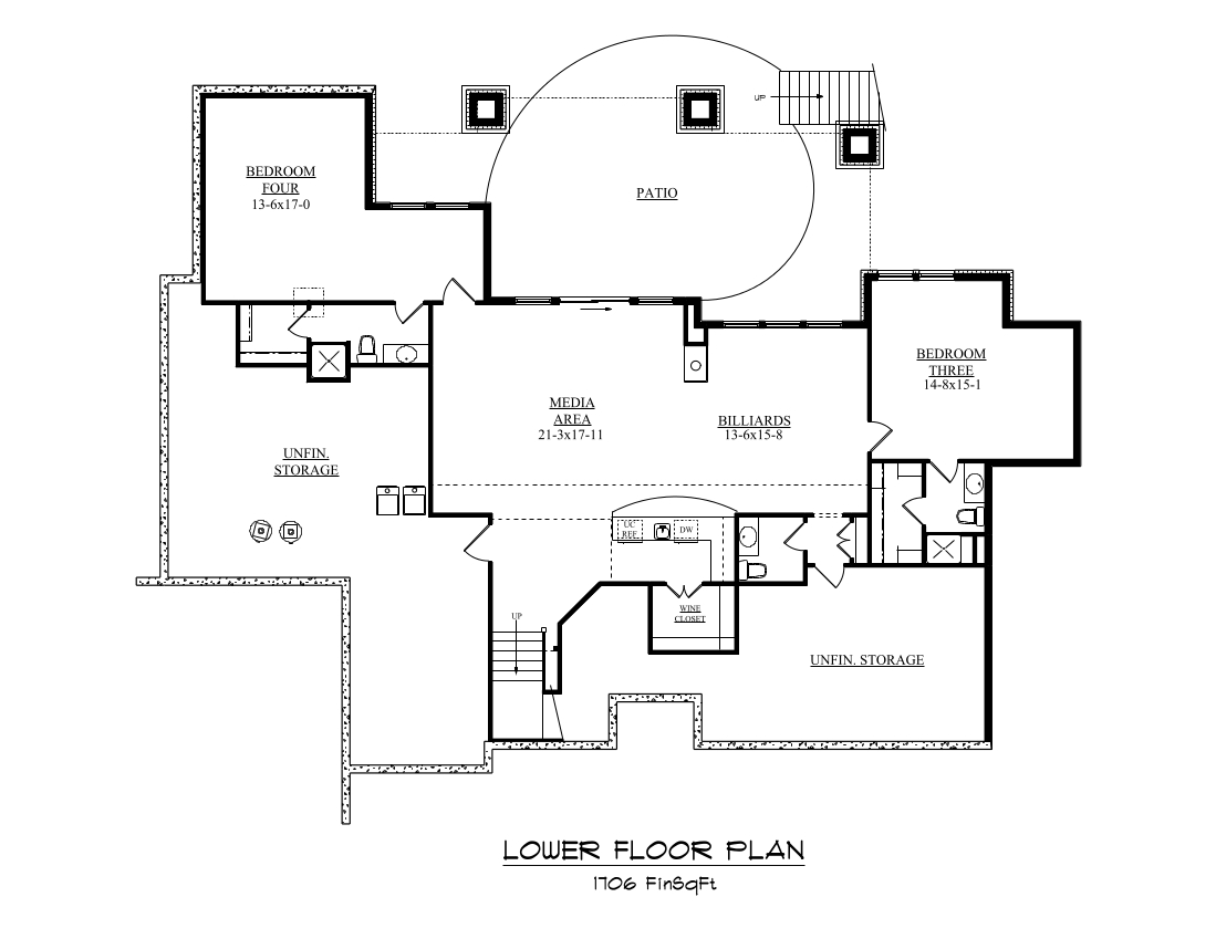 Floor Plan Basement of Prairie Plan #161-1058