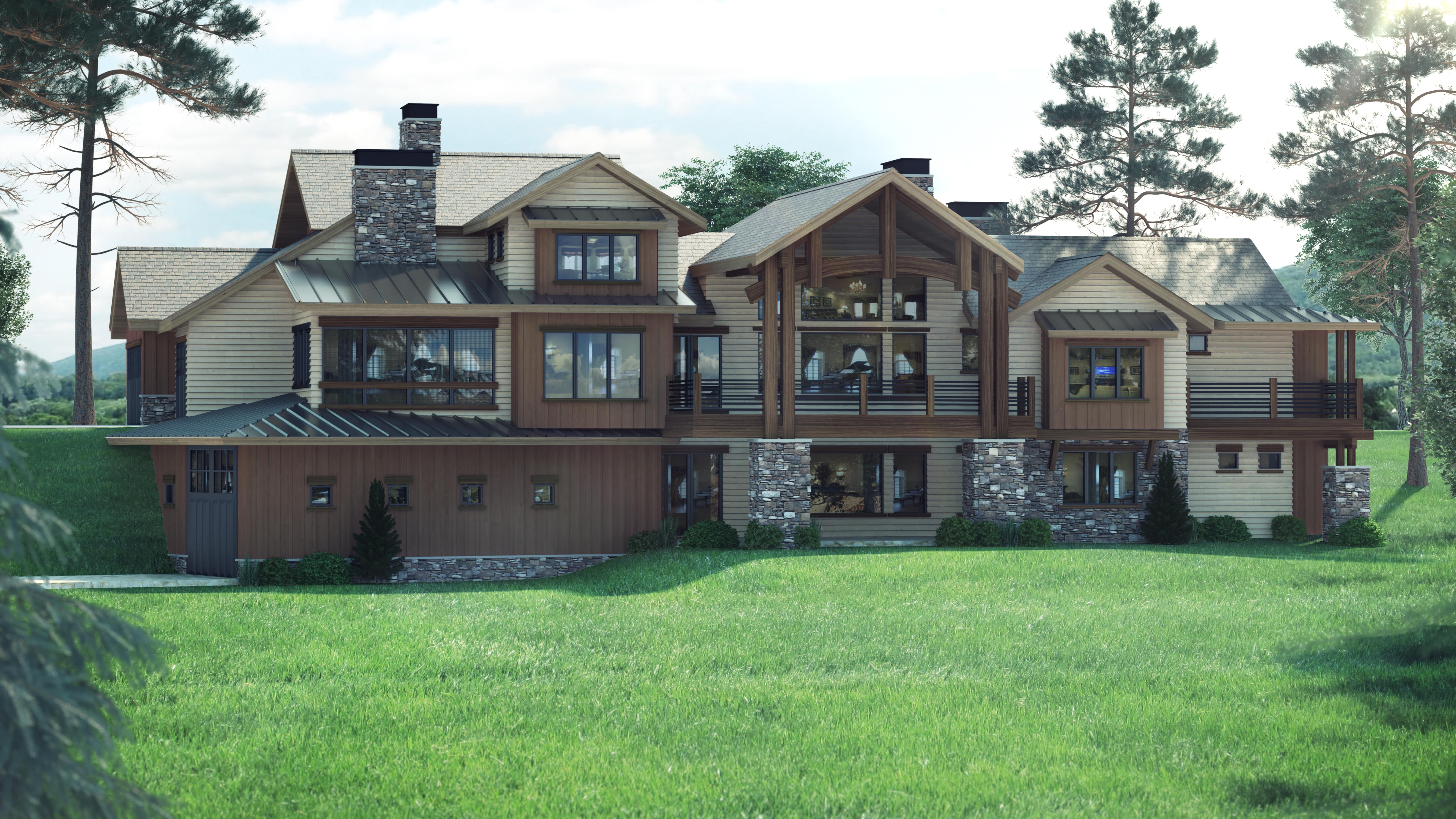 Rear View of this 4-Bedroom, 3998 Sq Ft Plan - 161-1066
