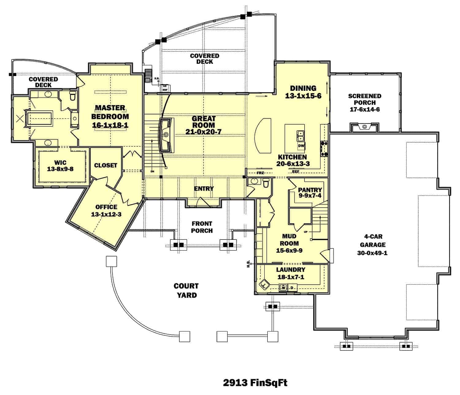 Floor Plan First Story of Luxury Plan #161-1066