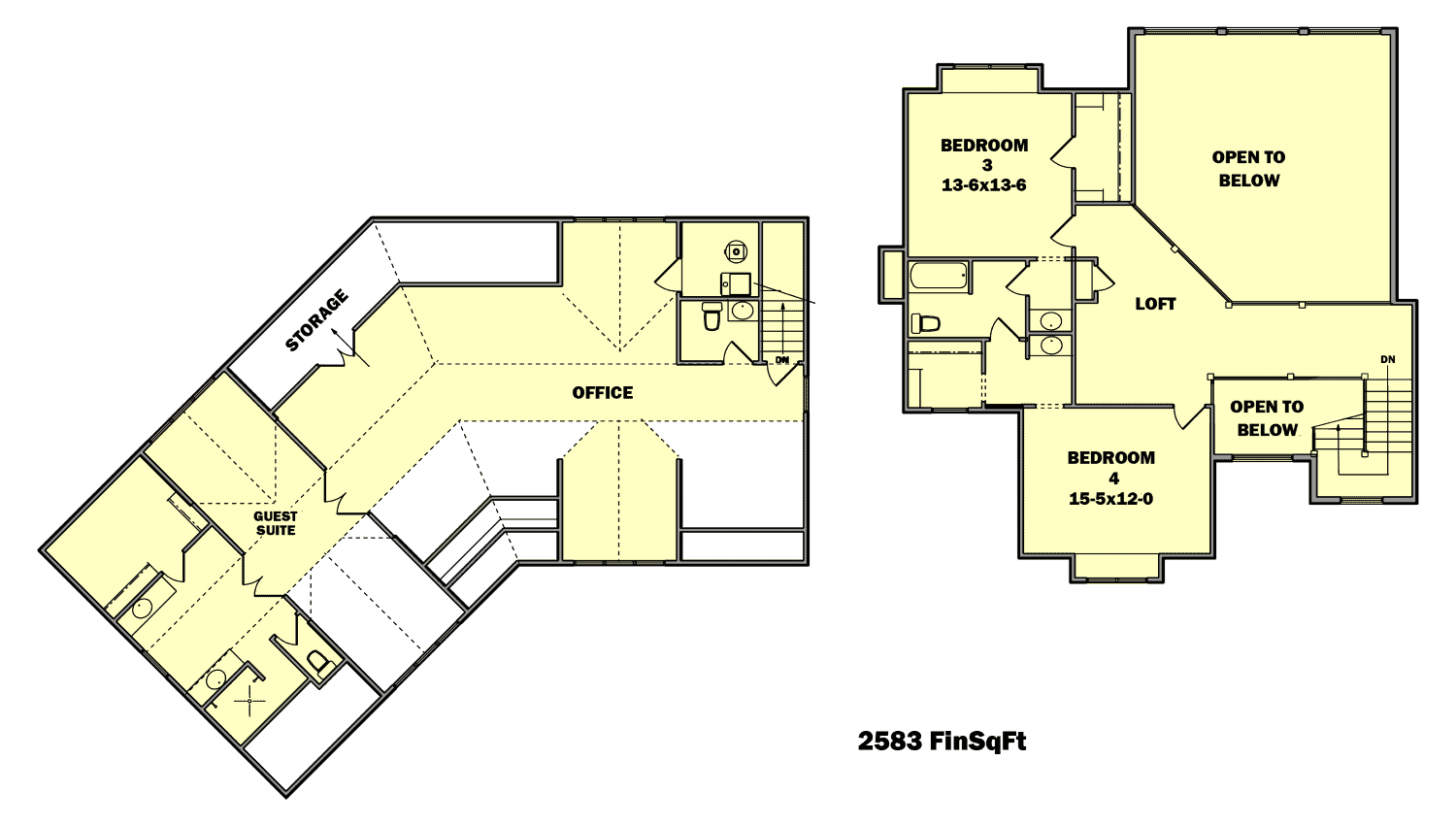 Floor Plan Second Story of Luxury Plan #161-1070