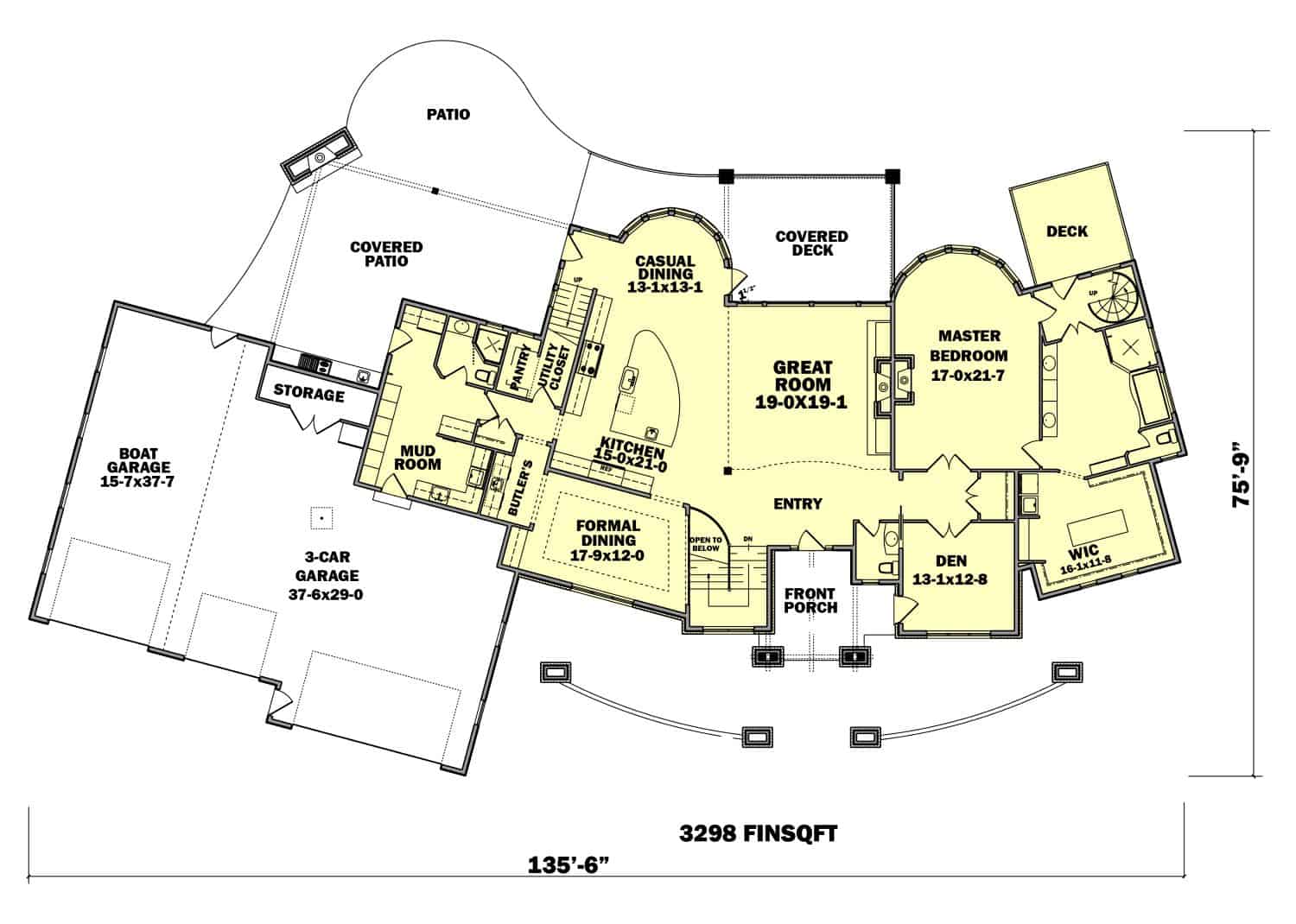 Floor Plan First Story of Luxury Plan #161-1071