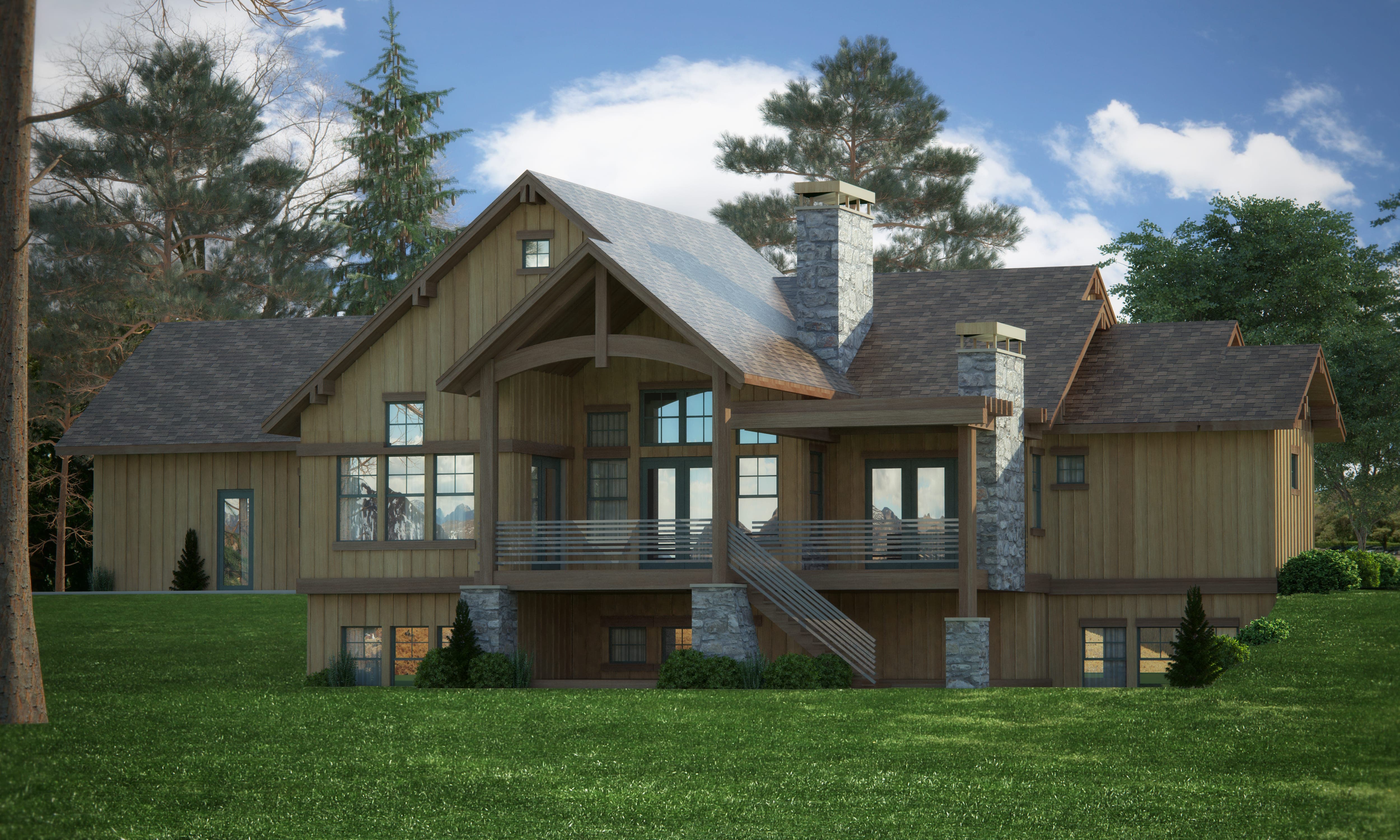Rear View of this 2-Bedroom, 2008 Sq Ft Plan - 161-1074