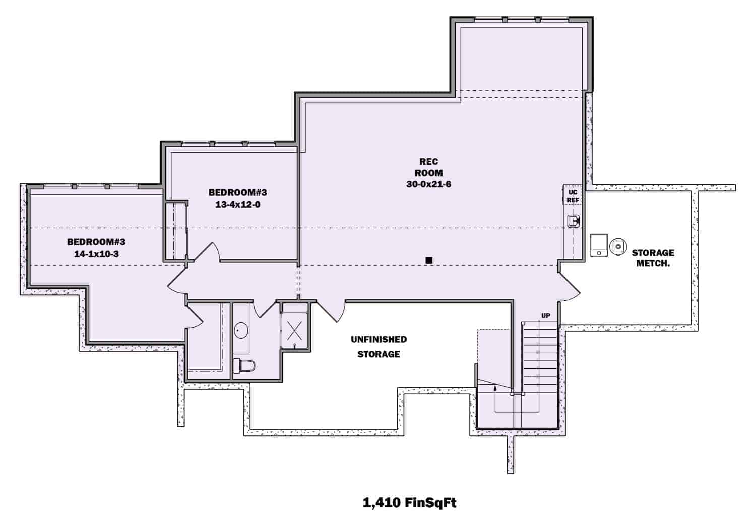 Basement of Craftsman Plan #161-1074