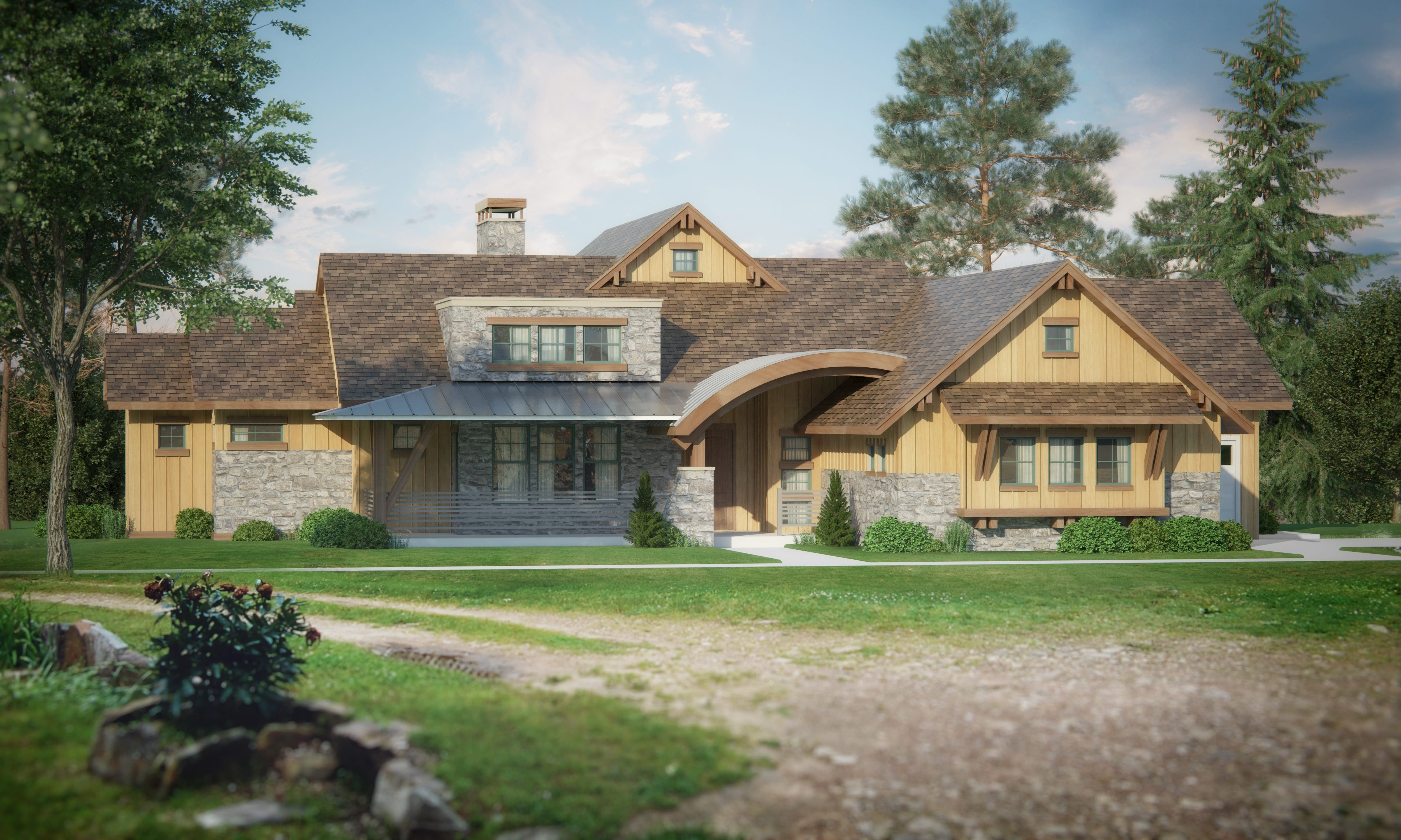 Front elevation of Craftsman home (ThePlanCollection: House Plan #161-1074)