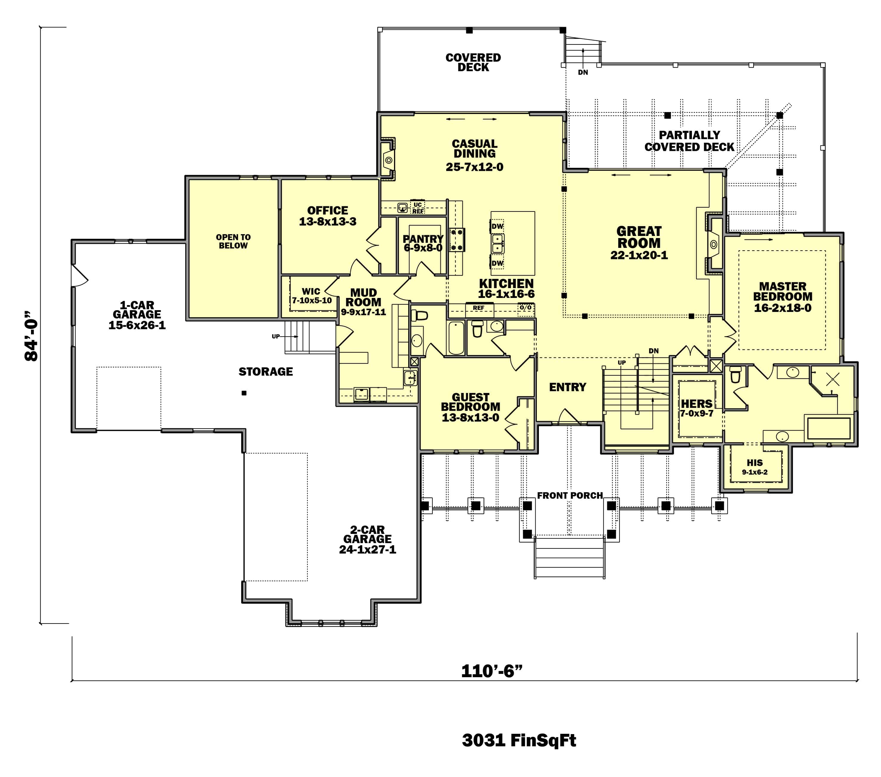 Floor Plan First Story of Luxury Plan #161-1075