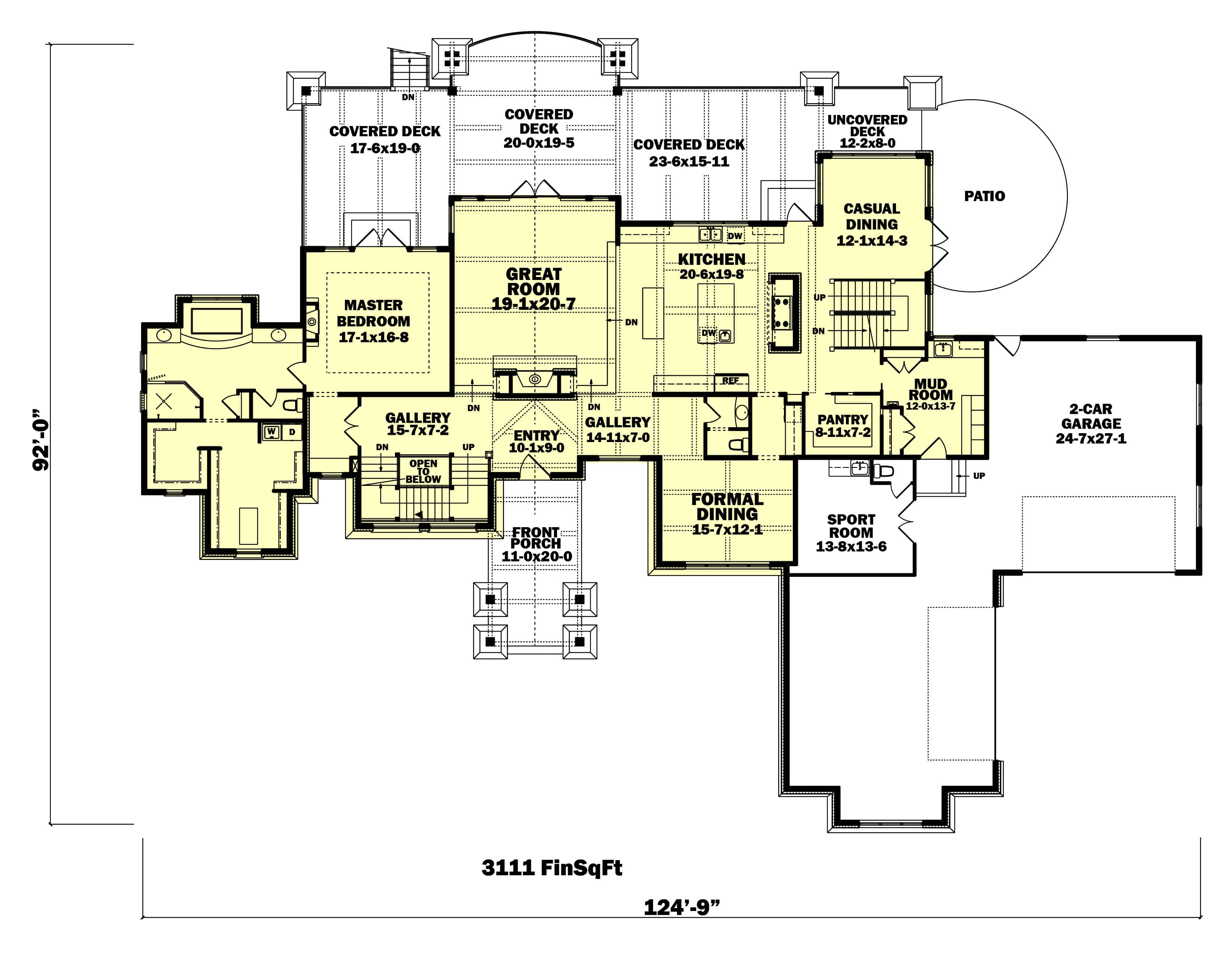 Floor Plan First Story of Luxury Plan #161-1076