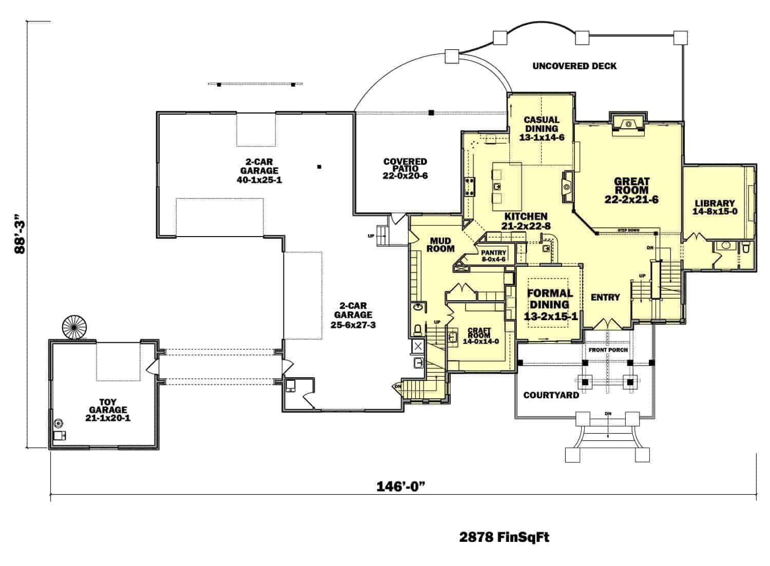 Floor Plan First Story of European Plan #161-1077