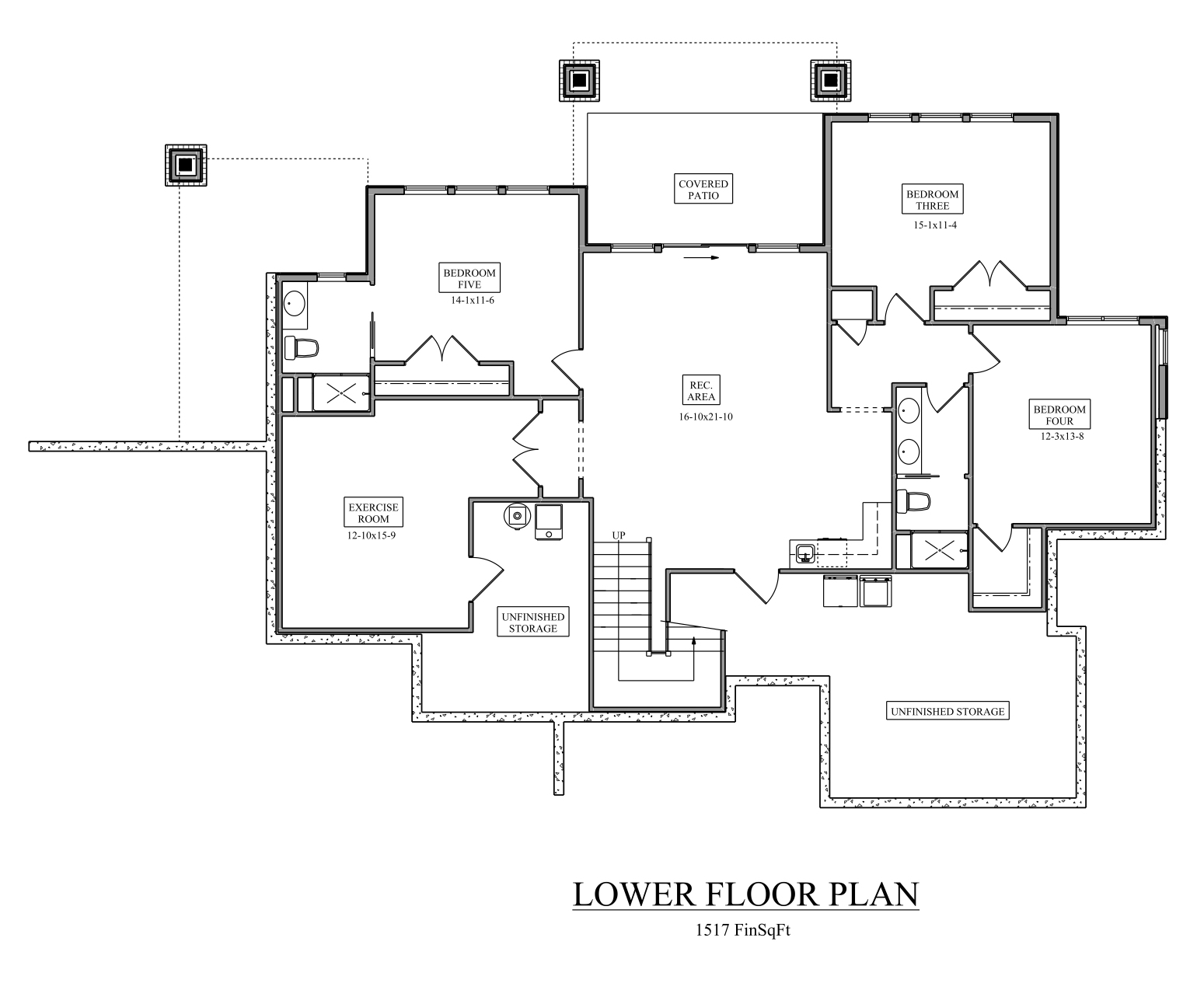 Floor Plan Basement of Ranch Plan #161-1078