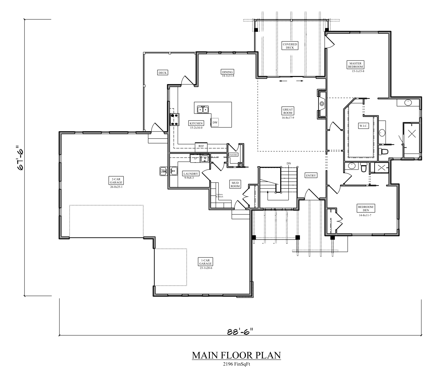 Floor Plan First Story of Ranch Plan #161-1078