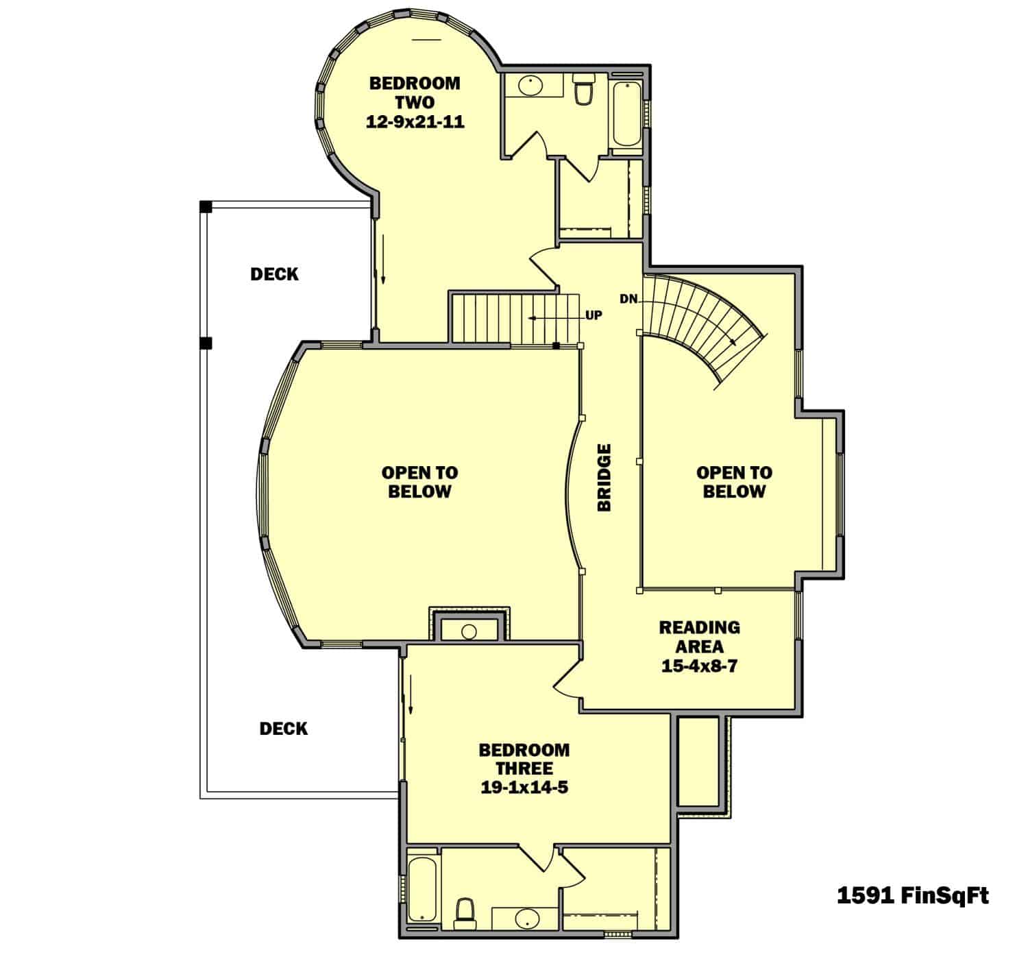 Floor Plan Second Story of Craftsman Plan #161-1079