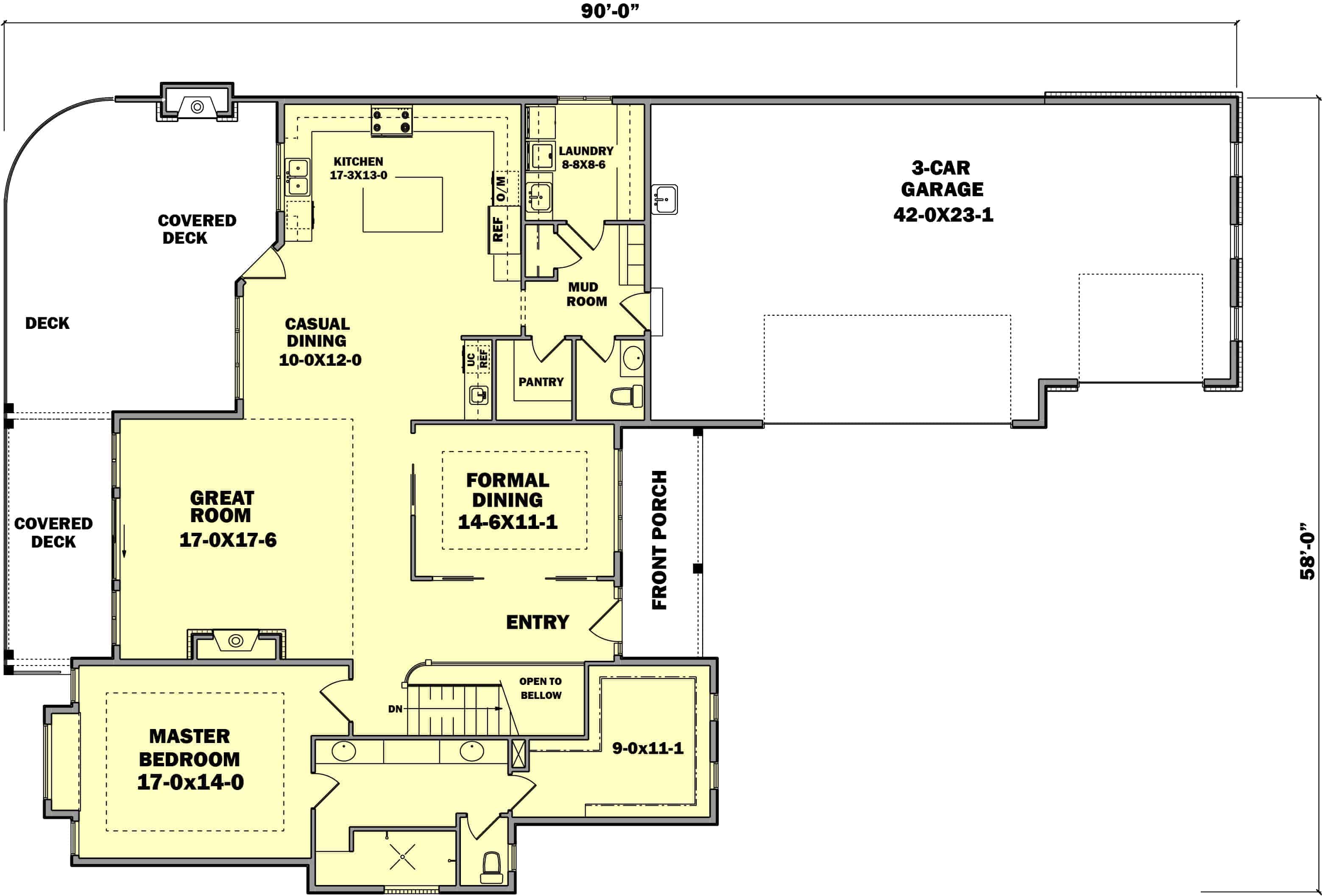 Floor Plan First Story of Craftsman Plan #161-1081