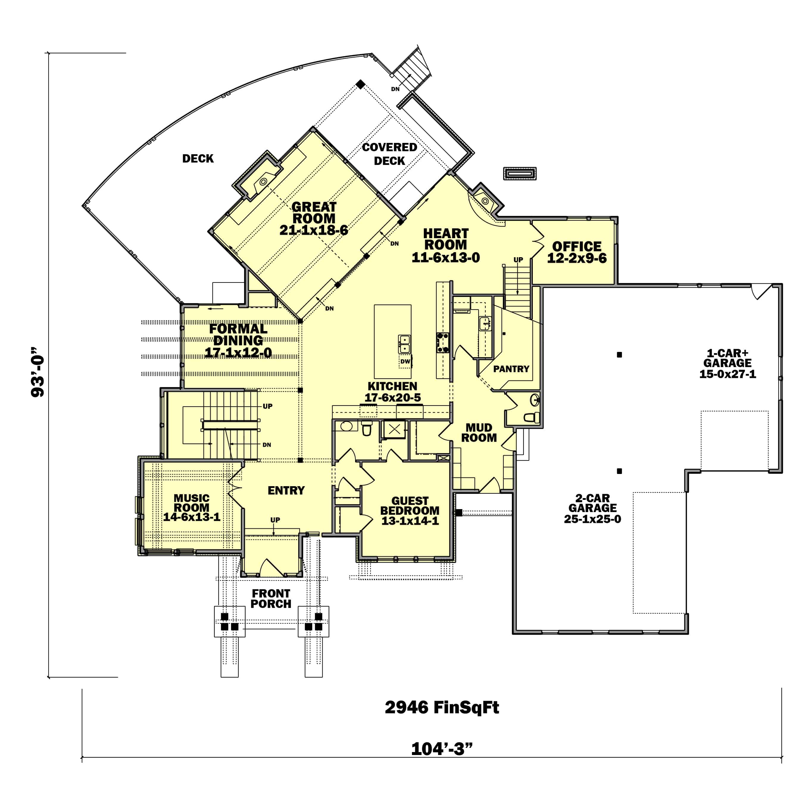 Floor Plan First Story of Modern Plan #161-1084