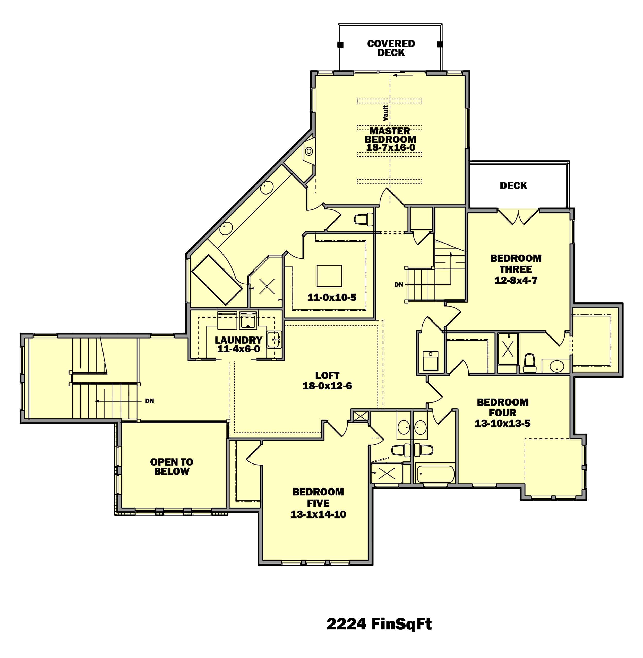 Floor Plan Second Story of Modern Plan #161-1084