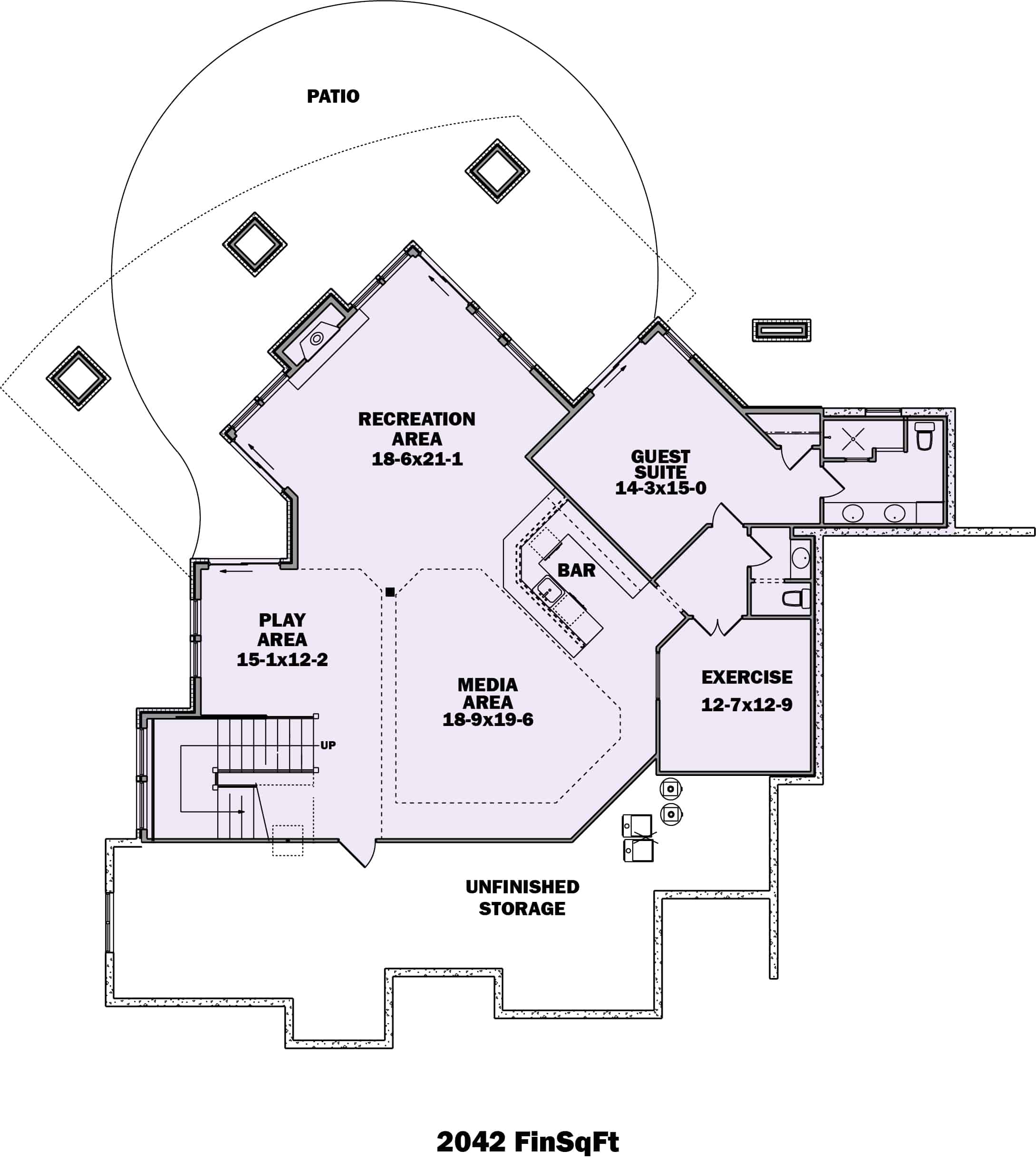 Floor Plan Basement of Modern Plan #161-1084