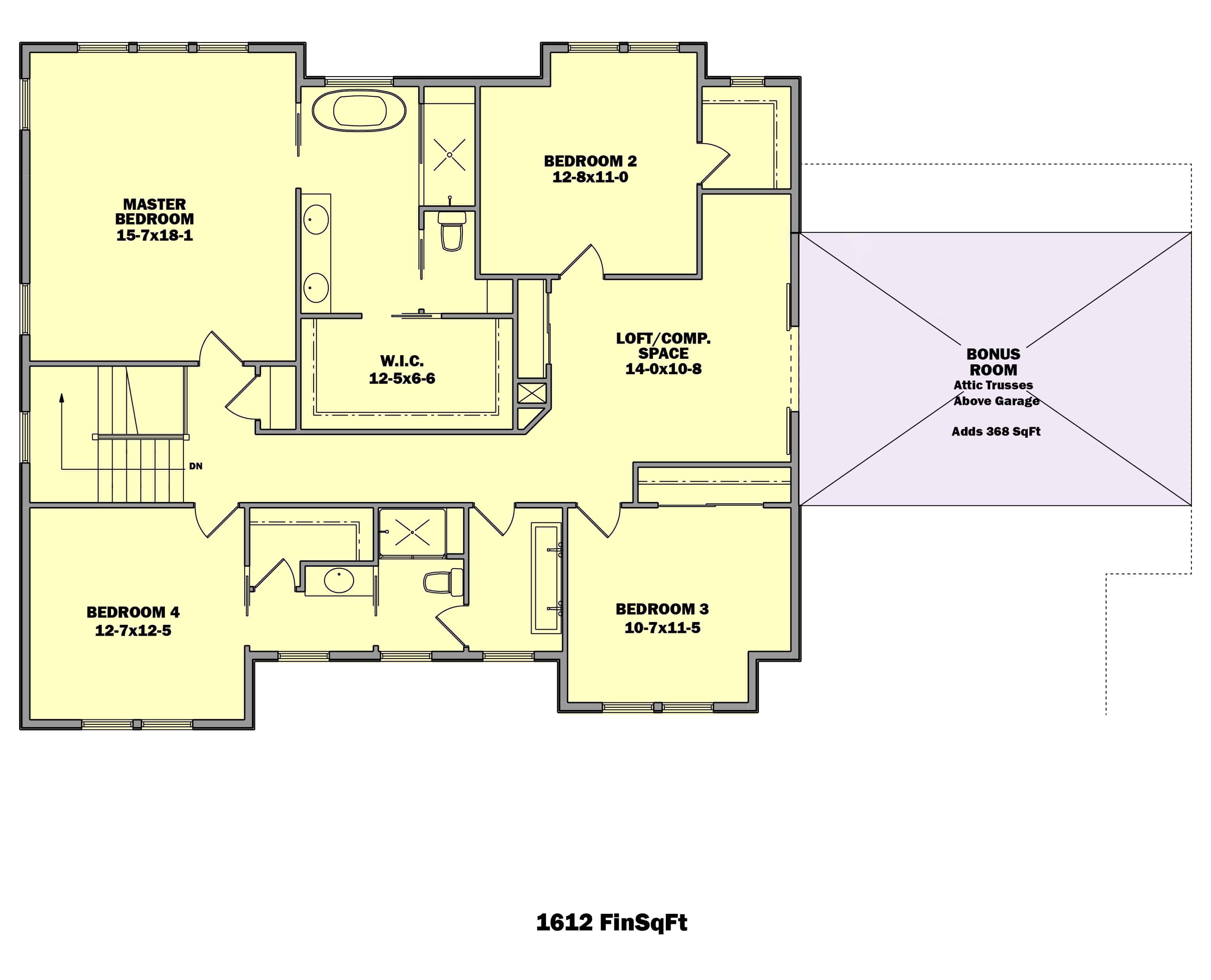 Floor Plan Second Story of Transitional Plan #161-1086