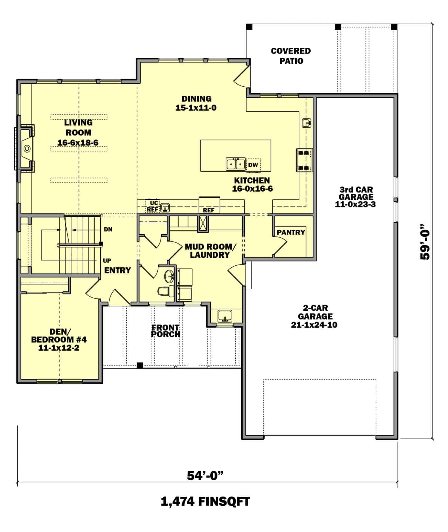 Floor Plan First Story of Country Plan #161-1087
